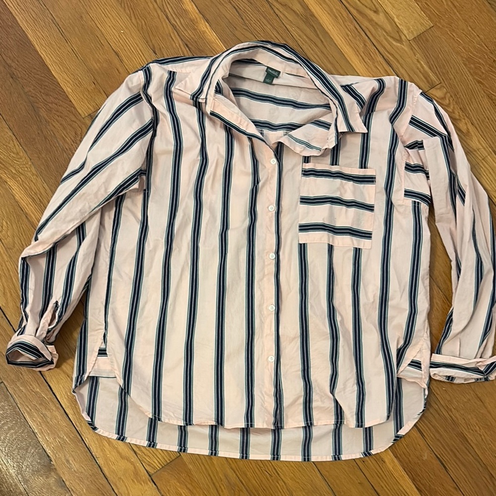Wild Fable Pink and Navy Striped Shirt